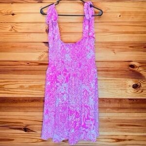Lilly Pulitzer Rivera Wild Fuchsia Swipe Right tie strap Romper Medium